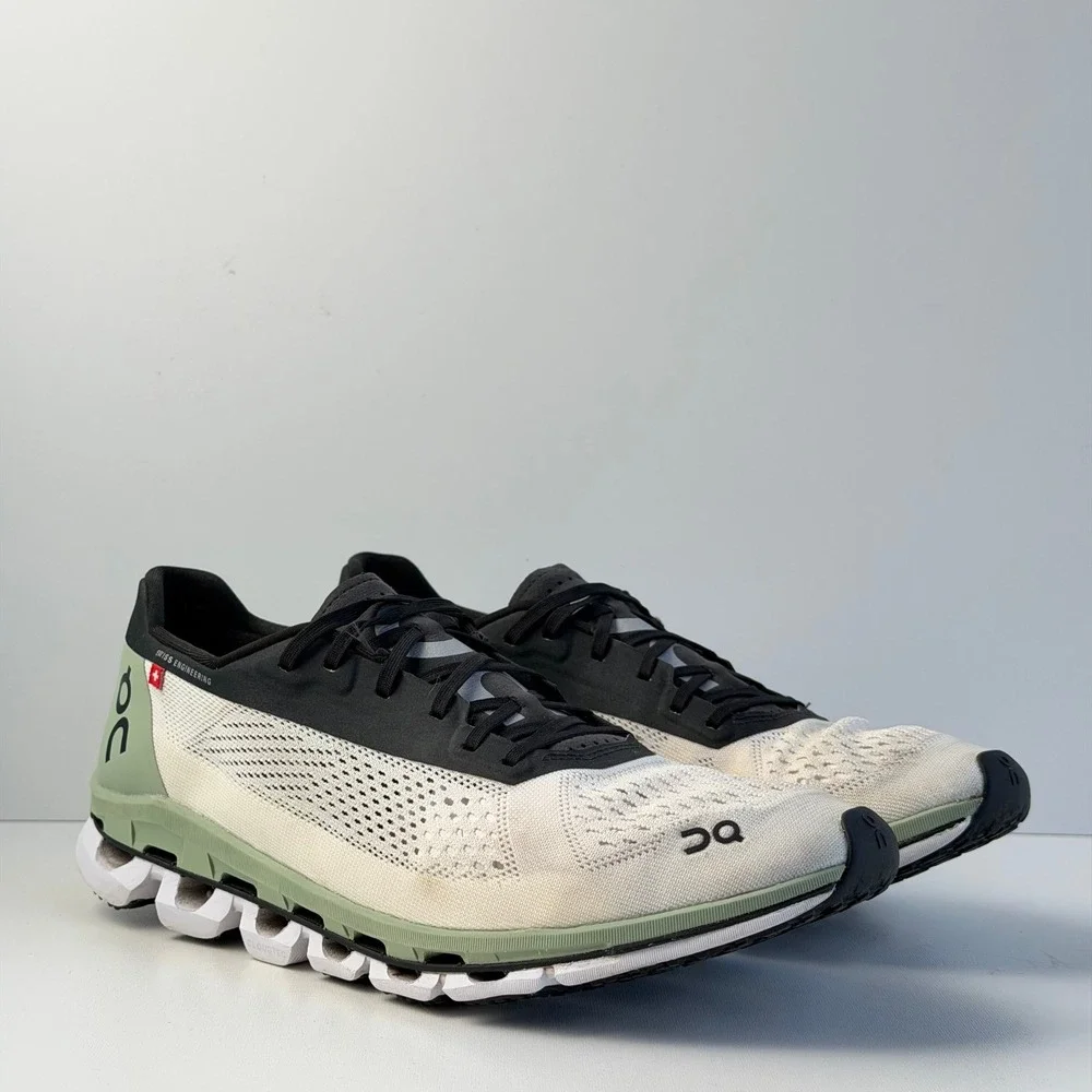 On Cloudboom Womens 9 White Green Road Running Shoes Helion CloudTec Cushion